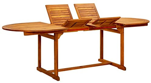 Emmtore Garten-Esstisch (160-240) x100x75 cm Ausziehbar Tisch Esstisch Gartenmöbel Holztisch Massivholz Akazie Oval