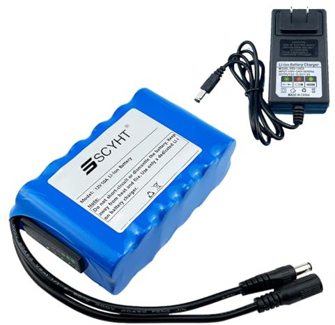 SSCYHT Pacco batteria al litio 12V 6000mAh 7200mAh 12800mAh 14000mAh 8000mAh Batteria di ricambio 12V 12Ah 10Ah Batterie al litio per motori 50W a 200W con caricabatteria,12v11600mah