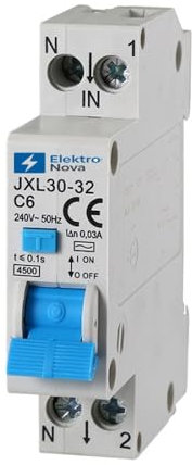 ELEKTRONOVA Interruttore Magnetotermico differenziale 1P+N 6A 4.5kA 30mA – 1 Moduli DIN – 220V