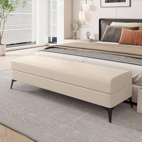 YCKEGEW Extra Lange Bettbank, Ottomane Für Schlafzimmer, Wohnzimmer, Flur, Fußhocker Mit Ablagefach, Sofa-Fußstütze Mit Beinen(Beige,120cm)