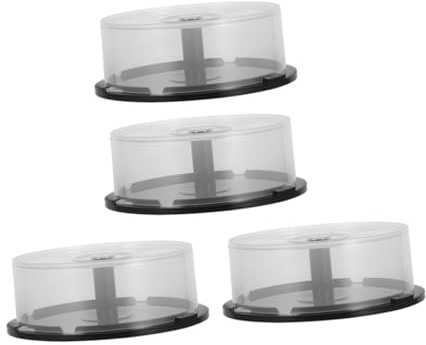 MOTHNUR 4 Stück Cd DVD Aufbewahrungsbox Kunststoff mit Schwarzer Klare Disc Station mit Scheiben Kapazität Vielseitiger DVD Storage Rack Behälter für Ray und Spiel Discs