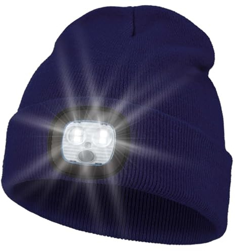 Gorro con luz integrada recargable por USB, manos libres, linterna LED para hombres y mujeres, ideal para senderismo, camping, correr, pasear al perro
