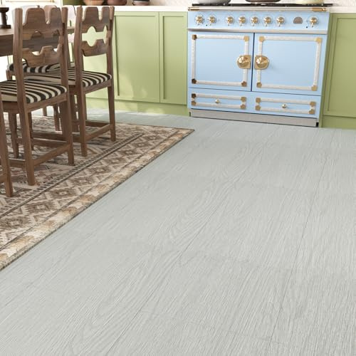 VaryPaper PVC Bodenbelag Selbstklebend Holzoptik Grau 30cmx30cm 10 Stück Fliesenaufkleber Boden Holz Hellgrau Bodenfliesen Selbstklebend Bad Küche Wasserfest Linoleum Boden Wohnzimmer Vinyl Fliesen