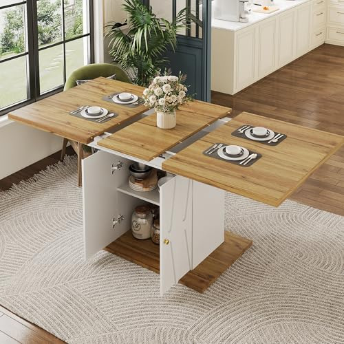 Moimhear Esstisch, Tisch mit Reliefmuster, Ausziehtisch für Küche und Wohnzimmer, mit Holzfurnier, mit Holzfurnier, 110(140) x70x76.5 cm