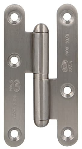Amig - Pernio a la Derecha - 95 x 52 x 2 mm - Arandela a Presión - Sin Remate - Cantos Redondos - Sujeta Puertas con Firmeza - Acero Inoxidable 18/8 Plateado Mate
