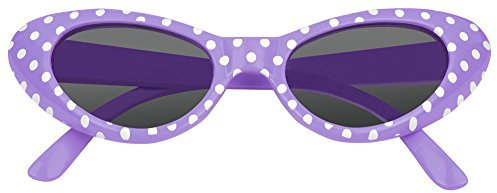 Cat Eye Brille Sandy mit Punkten – Stylische Rockabilly-Brille im 50er und 60er Jahre Look, perfekt für Kostüme und Partys! - Lila