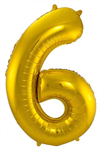 Folat 631860 - Folienballon Zahl 6 - gold - ca. 86 cm