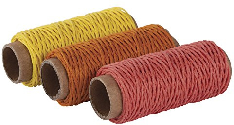 Rayher Hanfkordel, 1mmø, 3 Spulen, gelb/orange/rot, je Spule 12 m, 53926000 | Hanfkordel, verschiedene harmonisch aufeinander abgestimmte Farbtöne, sehr stabil, zum Wickeln, Binden, Knoten