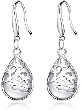 KEETEEN Wishing Tree filigrane Hängeohrringe aus 925er-Sterlingsilber für Damen, M, Versilbertes Metall Material: Versilberte silver, Mondstein