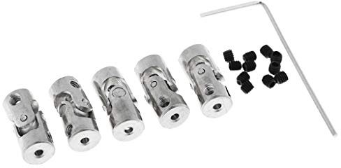 Fenteer 5x Metal Cardan Joint Gimbal Couplings Universal Joint Connector Model DIY Motor Shaft Fitting Accessory for RC boat 2x2mm