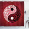 ABAKUHAUS Ying Yang Duschvorhang, Abstrakt Cosmos Sign, Stoffliches Gewebe Badezimmerdekorationsset mit Haken, 175 x 180 cm, Rot