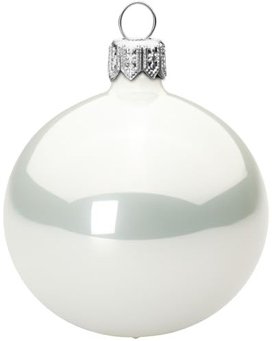 Sikora Essentials Klassische Christbaumkugeln aus Glas - Hochglanz - 6 Farben 3 Größen Premium Qualität, Farbe/Modell:Weiss Hochglanz 3er Set, Höhe in cm:6 cm