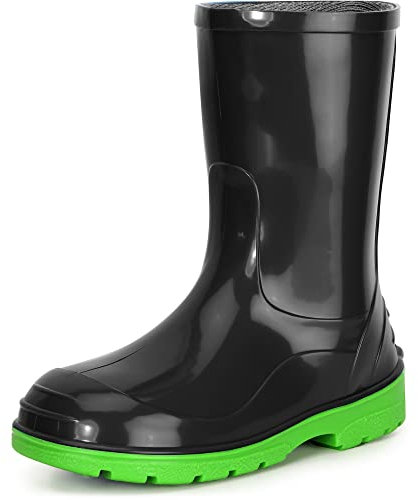 Ladeheid Stivali Bambino e Bambina in Gomma PVC LA-939 (Nero/Verde, 26 EU)