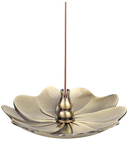 Tissting Soporte de Incienso en Forma de Hoja de Loto, Quemador de Incienso con Bandeja Colectora de Cenizas, Cobre Puro, para Dormitorios, Salas de Meditación, Yoga y SPA