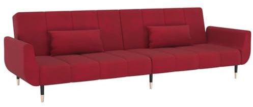 vidaXL Schlafsofa 2-Sitzer, Sofa Couch mit Schlaffunktion, Sofabett Gästebett mit 2 Kissen, Schlafcouch Bettsofa Wohnzimmer, Modern, Weinrot Samt