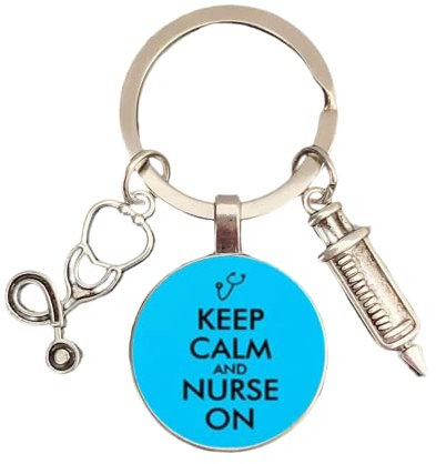 creative doctor nurse glass stethoscope alloy key ring medical bag men and women key chain, love souvenir gift, weiß, L