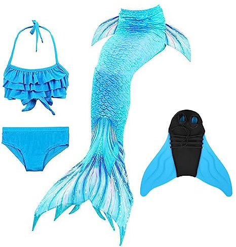 NAITOKE Meerjungfrauenschwanz zum Schwimmen für Kinder mit Meerjungfrau Flosse