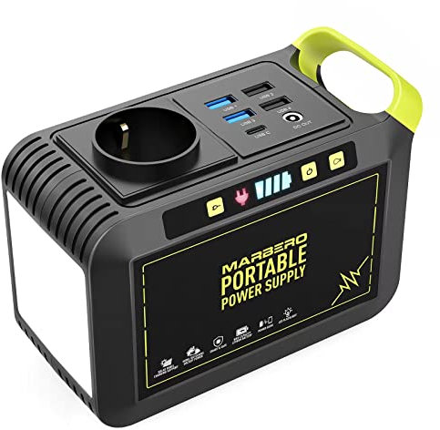 MARBERO Tragbare Powerstation 88Wh/24000mAh Solargenerator Akku mit AC/Auto Zigarettenanzünder/USB Ausgabe, Mobile stromgenerator für Reise/Camping/Outdoors/Emergency