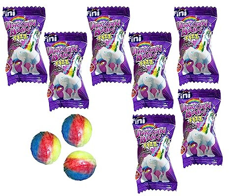 jameitop® 119,80€/KG 10 X Unicon Balls - Einhorn Bonbons - Brausefüllung - Regenbogen Hartkaramelle