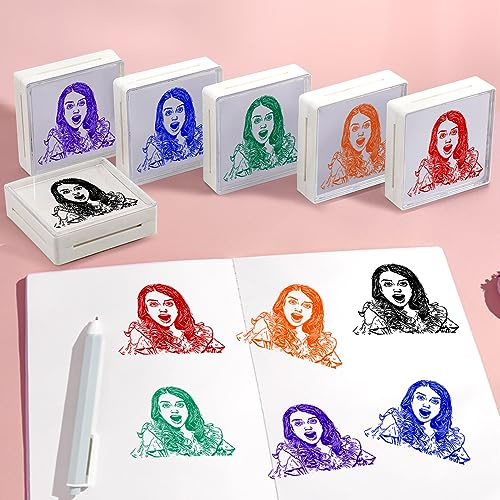VEELU Stempel Personalisiert Mit Name und Gesicht Personalisierte Foto-Portrait-Stempel, Schule Büro Business Supplies Gummistempel lustige Geschenke für Lehrer Kinder Client Mitarbeiter