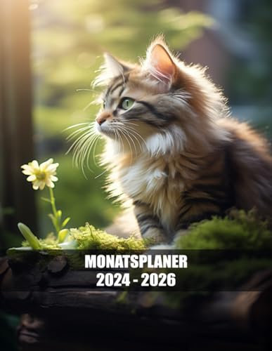 Monatsplaner 2024-2026: Effektive Planung, kreative Gestaltung – Ihr persönlicher Begleiter durch drei Jahre mit einer schönen Katzen-Abdeckung.
