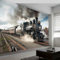 Fototapete 3D Effekt Fotowandgemälde Vintage-Industriedampflokomotive Moderne wandbild, Antik Vliestapete Wandgemälde Wohnzimmer Schlafzimmer 400 x 280 cm (WxH) Tapete Wandtapete
