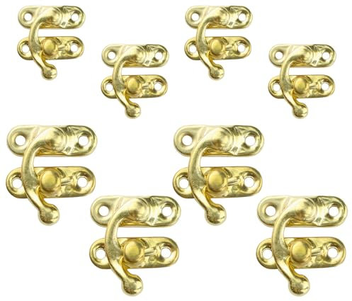 8 Stücke Antike Dekorative Haspe,Vintage Stil Verriegelung Gold,Box Latch Hasps Gold 2 Größen,Schwenkarm Knüpfhaken Links,Vintage Gold Knüpfhaken für Schmuck Holzkiste,Wein,Geschenk