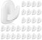 JJUNW 30Pcs Strong White Adhesive Wall Hooks, Reusable Seamless Hooks Small Acrylic Sticky Hangers for Kitchen Bathroom Bedroom Office
