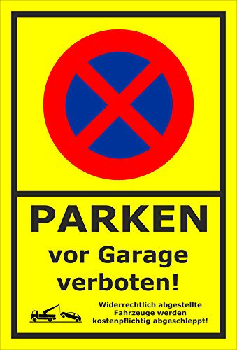 Melis-Folienwerkstatt Parken verboten Schild – Abschleppschild für Parken vor Garage verboten – 30x20 cm – 3mm Hartschaum – Verschiedene Größen und Materialien – Mit Bohrlöchern