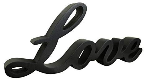 CVHOMEDECO. Black Wooden Words Sign Free Standing Love Desk/Shelf/Home Wall/Office Decoration Art, 10.25 x 4.5 x 1 Inch