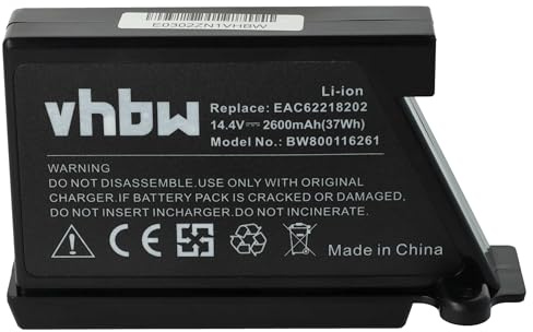 vhbw Akku kompatibel mit LG HomBot VR6260LVM | VR62701LV, VR62701LVB, VR62701LVM, VR62701LVMB Home Cleaner Heimroboter Schwarz (2600 mAh, 14,4 V, Li-Ion)