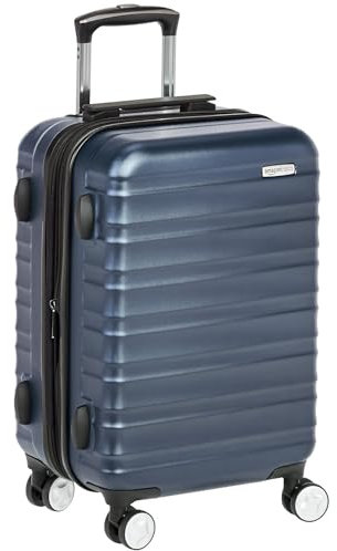 Amazon Basics - Hochwertiger Hartschalen-Trolley mit Schwenkrollen und eingebautem TSA-Schloss - 53.5 cm, Handgepäck, Marineblau, Genehmigt als Handgepäck auf vielen Airlines