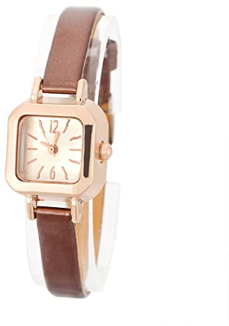 FILFEEL Damen-Armbanduhr mit Armband aus PU-Leder, Armbanduhr, Quarz, Analog, modisch, kleines quadratisches Zifferblatt
