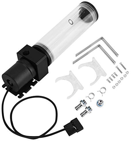 Wasserkühlungsbehälter mit Pumpe, Bewinner 12V 800L / H wasserdichter Wassertank und Pumpe G1 / 4 Acrylcomputer DIY Wasserkühlungsbehälter-Zylinder-Reservoir 19W Pumpe(160MM)