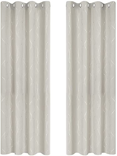 Deconovo Blickdichte Gardinen Hitzeschutz Kälteschutz Verdunkelungsvorhänge mit Ösen Thermogardinen, 260x140 cm(HöhexBreite), Hellbeige, 2er Set