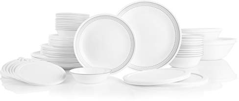 Corelle 78-Piece Service for 12, Chip Resistant, Mystic Gray Dinnerware Set,