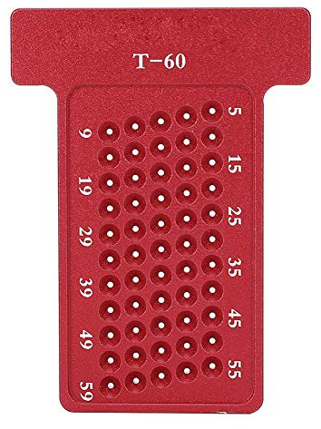 Medidor de trazado de tipo T, 79x58x9mm Carpintería Tipo de trazador de aleación de aluminio Medidor de agujeros de aleación Herramienta de marcado de carpintero(rojo)
