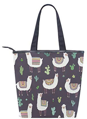 BKEOY Große Handtasche, Schultertasche, Cartoon, süßes Schaf, Reißverschluss