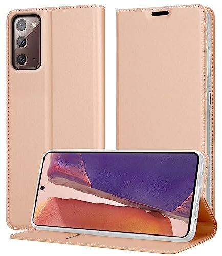 Cadorabo Hülle kompatibel mit Samsung Galaxy Note 20 aus Premium Kunst Leder Flip Klappbare Stoßfeste Magnetische [Standfunktion] [Kartenfächern] Cover Hülle für Galaxy Note 20 Tasche in Rosa