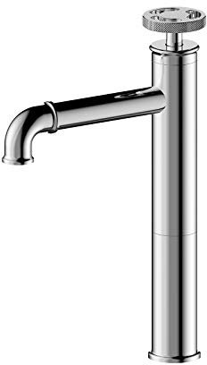 SHUGUANG Robinet de Salle de Bain en Laiton, Haut Robinet de Lavabo Monotrou Monocommande Installation du Pont Mitigeur Lavabo avec Eau Chaude et Froide pour Salle de Bain, Style Industriel,Chrome