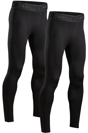 DANISH ENDURANCE Men's Compression Long Tights 2 Pack M Black 2-Pack