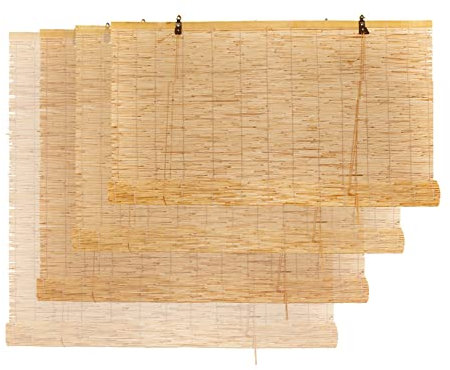 Natürlicher Bambus-Schilfvorhang, lichtfilternde Rollos, Retro-Bambus-Rollo-Fenster, natürliches Schilf-Rollo, UV-beständig/atmungsaktiv, interne/externe Installation ( Size : W0.6xH1.2m/24x47IN )