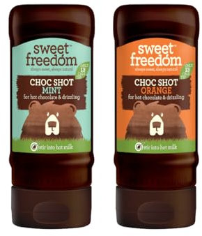 Sweet Freedom - CHOC SHOT Orange and Mint for Hot Chocolate & Drizzling - Only 13 Calories Per Teaspoon - For Milk Shakes, Desserts, Pancakes - Healthy Baking - Vegan & Plant Based - 320g, Pack of 1