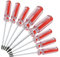 Piutouyar Juego de destornilladores Torx magnéticos de 8 piezas, destornillador Torx de seguridad T8, T9, T10, T15 Torx de 3 mm, 75 mm de largo (rojo)