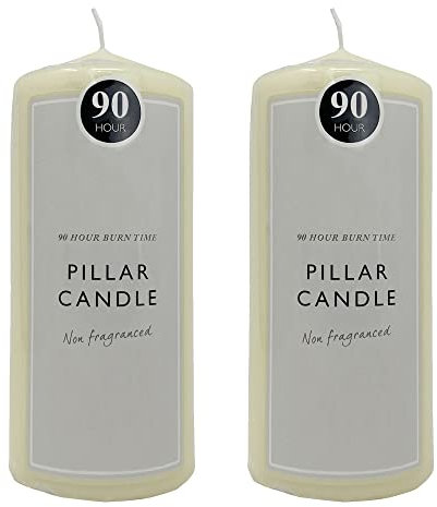 OnlineStreet Candele quadrate da chiesa, non profumate, bianche, con lunghi tempi di combustione: 30, 60, 90, 180 e 360 ore, per uso domestico (90 ore di combustione, confezione da 2)