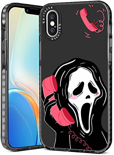 Qerrassa Black Skull Case for iPhone XS Max Cute Cartoon Character Kawaii Soft TPU Cover for Girly Girls Kids Boys Phone Cases Funny Pattern Fashion Protective Case for iPhone XS Max