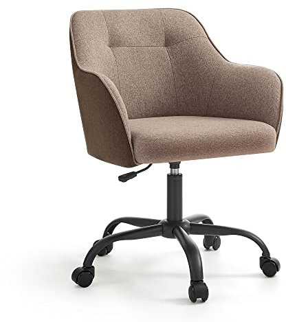 SONGMICS Homeoffice Stuhl, Drehstuhl, Schreibtischstuhl, höhenverstellbar, bis 110 kg belastbar, atmungsaktiver Stoff, für Arbeitszimmer, Schlafzimmer, braun OBG019K01
