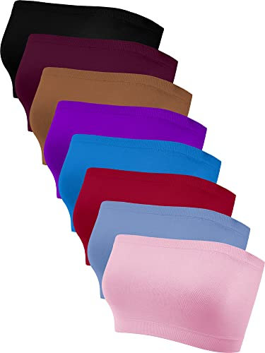 8 Pièces Soutiens-Gorge Bandeau pour Femme Bralette Tubulaire Non Rembourré Brassière sans Bretelles (as4, Alpha, XX_l, Regular, Regular, Couleur Stylée)