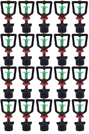 20 Stück Bewässerung Sprinkler, Automatische Gartensprenger, G1/2 Außengewinde 360 ° Rotierende Kunststoff Sprühdüse Hängende Brechungsdüse Nebel Sprüher Zerstäubung Düse Bewässerungswerkzeug