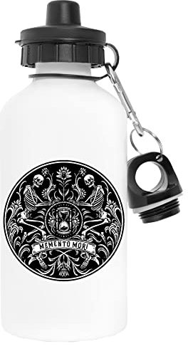 GENIGMAE Memento Mori Weiß Wasserflasche Aluminium Sports Reise Draussen White Water Bottle Travel Outdoor